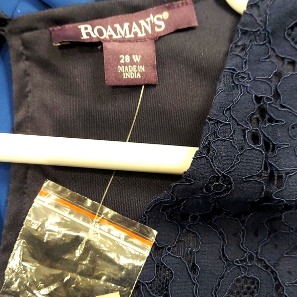 Roaman's Fully Lined Navy Linen Top - Picture 5 of 5